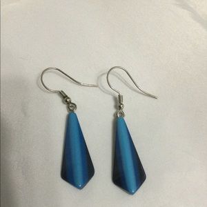 Vintage Two Tone Blue Acrylic Wire Dangles